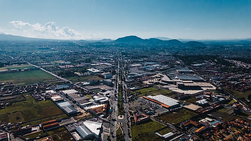 Aerial view of Metepec in the State of Mexico in Mexico.