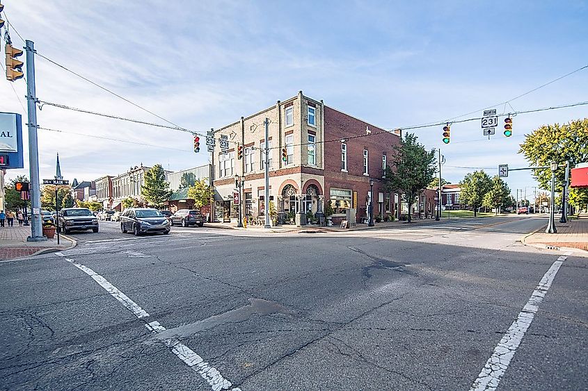 Downtown Huntingburg, Indiana.