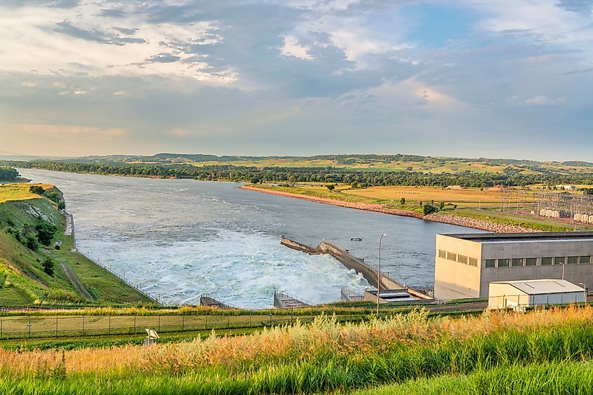 Fort Randall Dam near Randall Creek Recreation Area in South Dakota.