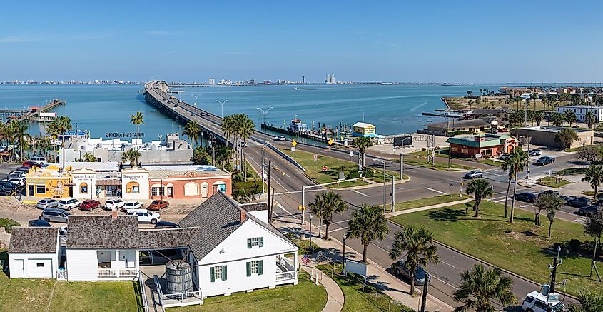 Aerial view of Port Isabel, Texas, via Roberto Galan / Shutterstock.com