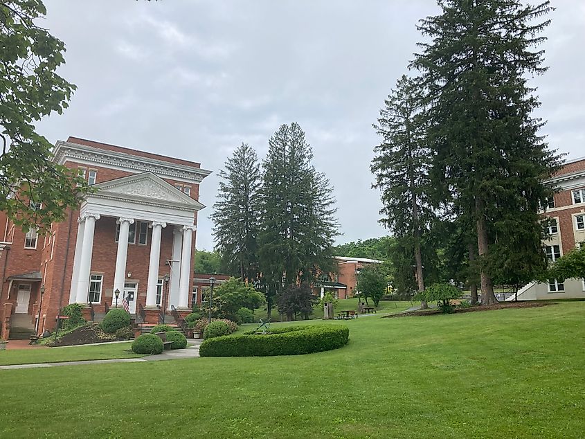 A view of Carnegie Hall from Church Street in Lewisburg, West Virginia