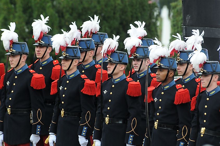 French officers at Saint-Cyr dress in unformed to commemorate the 100th anniversary of the Battle of Verdun. Credit Shutterstock: Jean-Marc Richard.