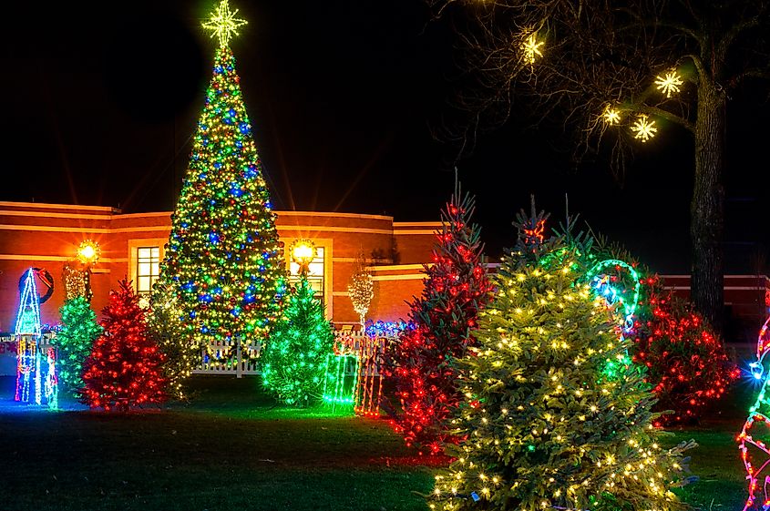 The colorful outdoor Christmas display in Strongsville, Ohio.