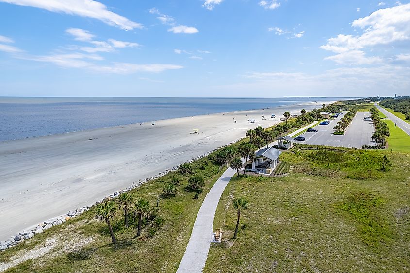 View of the coast along Jekyll Island in Georgia.