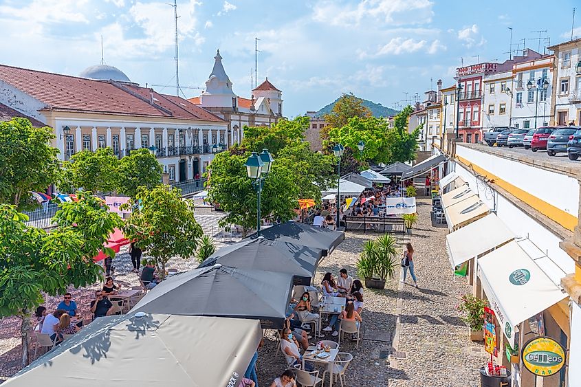 Commercial street in Portuguese town Portalegre. (Editorial credit: trabantos / Shutterstock.com)