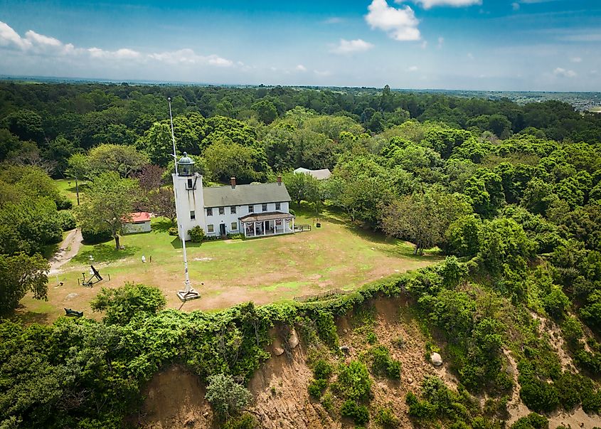 Horton Point Lighthouse, Southold Long Island New York as seen from above.