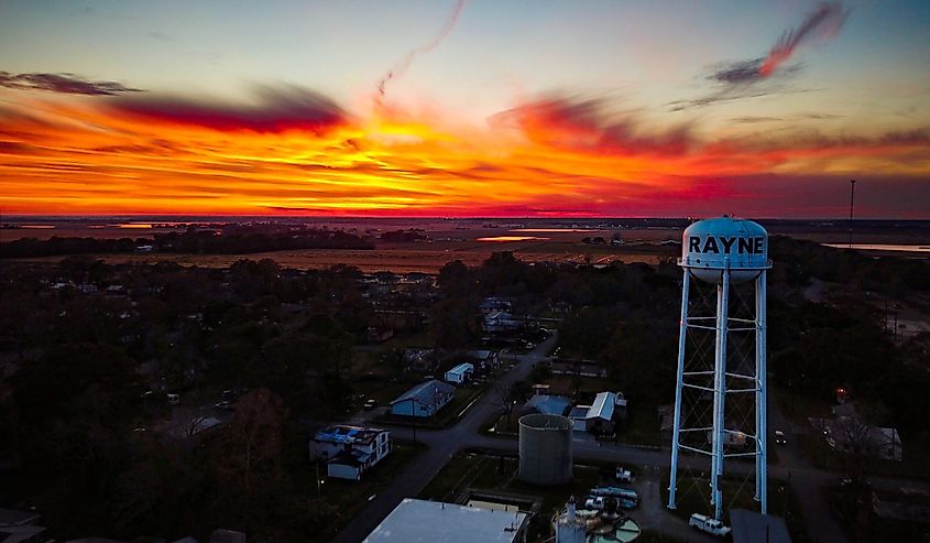 Rayne, Louisiana at sunset.