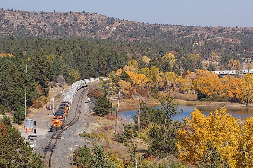 Single-track main portion of the Joint Line between Colorado Springs and Palmer Lake.