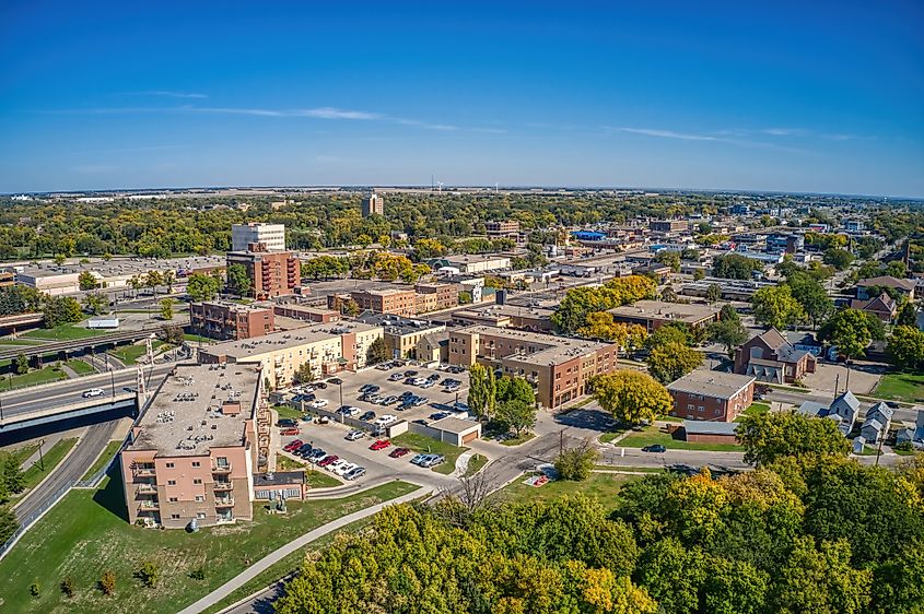 Aerial view of Moorhead, Minnesota.