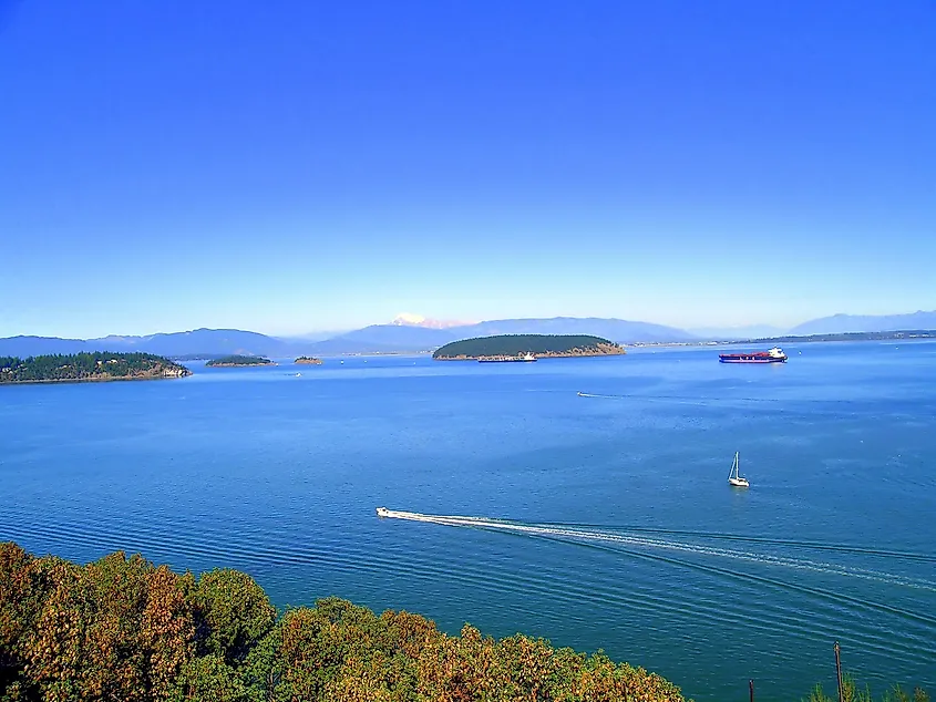 A scenic sea view near Guemes Island, Washington.