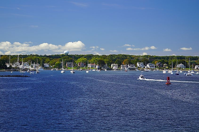 Entrance of Wickford Harbor in Narragansett Bay, Rhode Island.