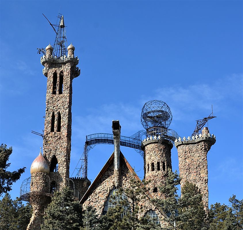 Bishop Castle is an "elaborate and intricate" "one-man project" named after its constructor, Jim Bishop, that has become a free roadside attraction in central Colorado.