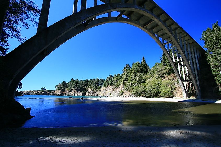 Highway 1 bridge over Russian Gulch State Park near Mendocino. 