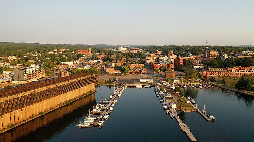 Aerial view of Marquette, Michigan.