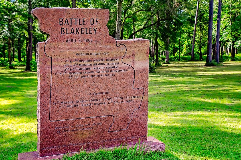 Monument to Missouri soldiers who fought in the Battle of Fort Blakeley in Historic Blakeley State Park, Spanish Fort, Alabama