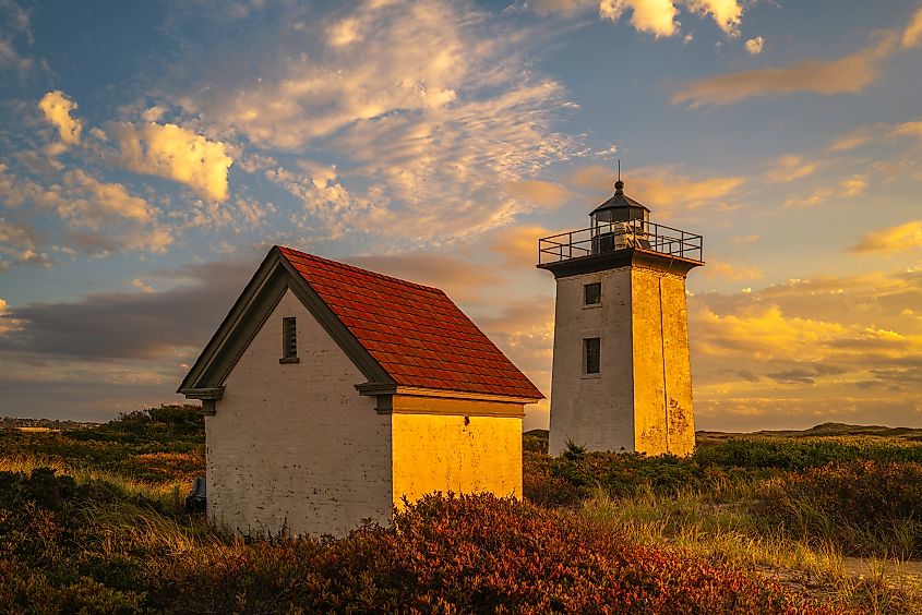 Wood End Lighthouse, a historical landmark, in Provincetown on Cape Cod, Massachusetts.