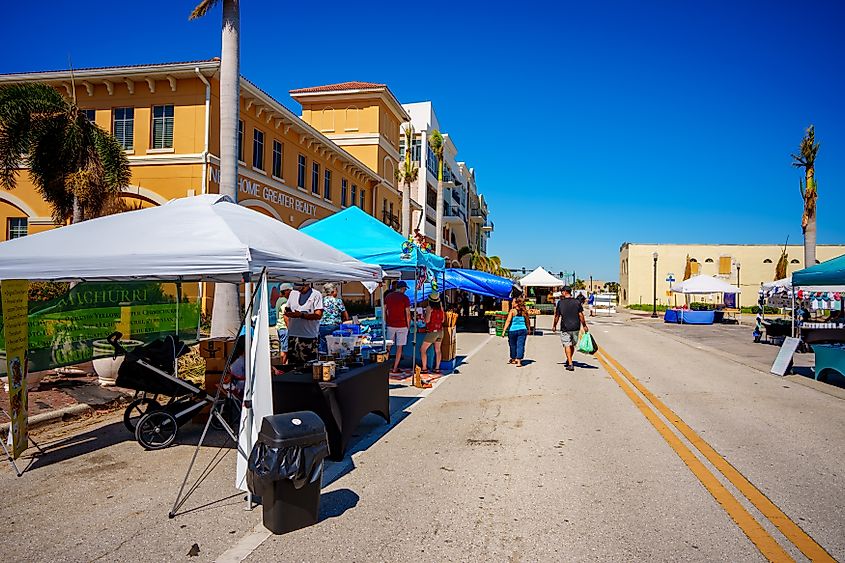 Weekend farmers market by the Charlotte County Courthouse Punta Gorda, Florida.