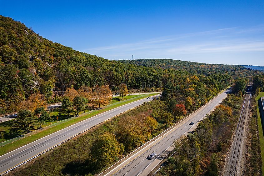 Aerial drone view of West Milford, New Jersey