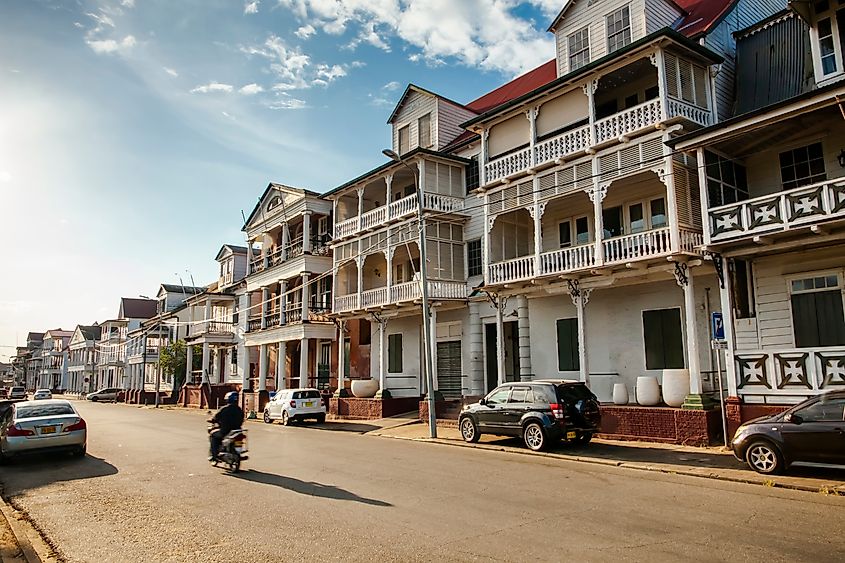 Colonial buildings in Paramaribo, Suriname