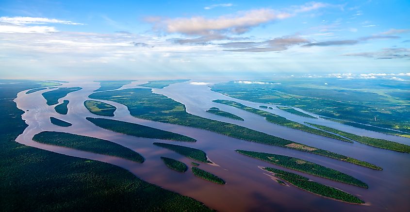 Majestic Delta of the Essequibo River Flowing into the Atlantic Ocean - Guyana, South America.