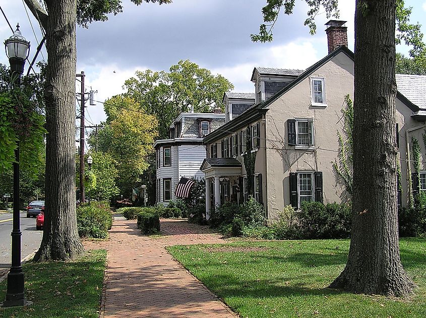 East Main Street in the Moorestown Historic District in Moorestown Township, New Jersey.