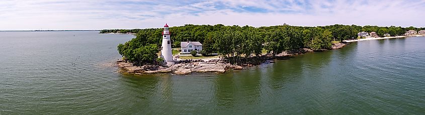 Panorama of Marblehead, Ohio, lighthouse.