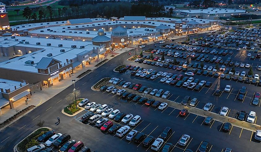 Aerial drone photo of outlet shops of Mississippi