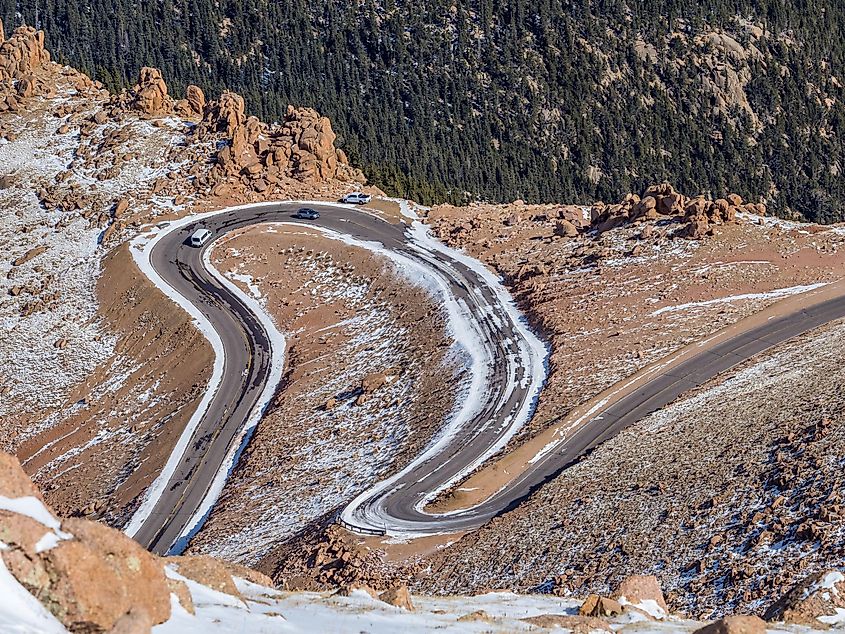 The Pikes Peak Highway in Colorado.