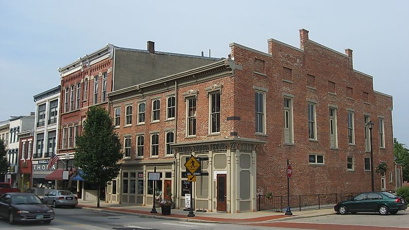 Brick buildings in downtown Piqua, Ohio. 