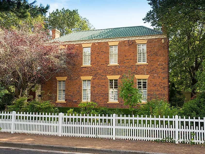 An elegant Georgian-style home in Russell Street, in the historic town of Evandale in Tasmania, Australia.