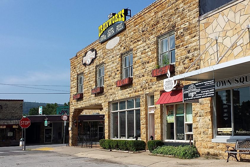 Much of downtown Mountain View's original buildings are built using native stone, giving the courthouse square a distinctive look and feel.
