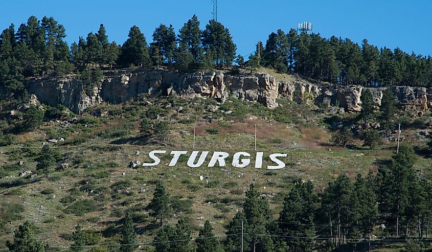 Letters on the hill at Sturgis, South Dakota