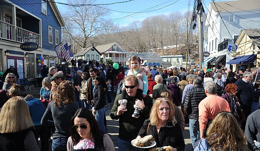 People gather for a Winter Festival in Chester, Connecticut. Image credit Joe Tabacca via Shutterstock.com