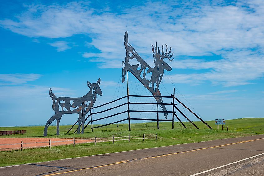 Deer sculpture along the Enchanted Highway in North Dakota.