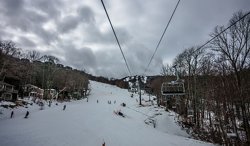 Sugar Mountain Ski Resort landscape and trails in North Carolina