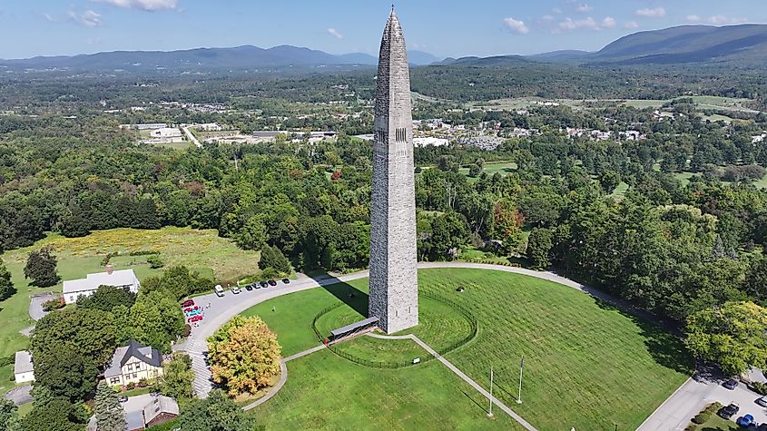 Aerial view of Bennington Battle Monument in Bennington, Vermont.