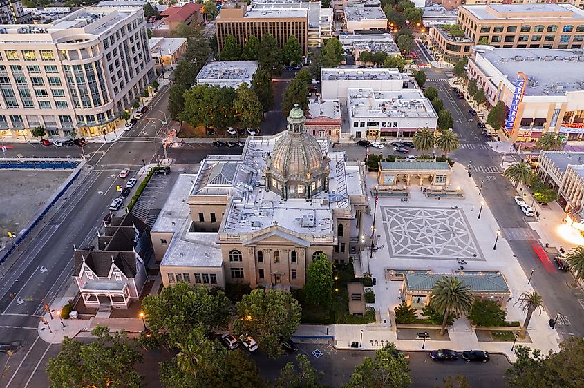 San Mateo County History Museum from Above in the Evening