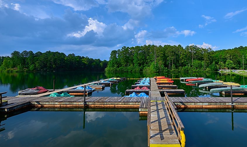 Recreational area of Oak Mountain State Park at summer time.