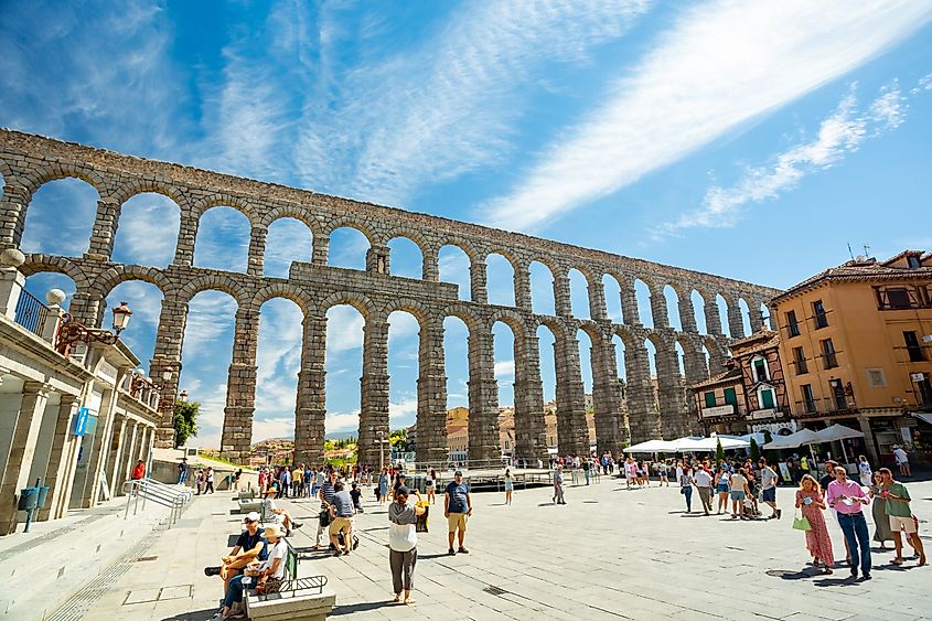 Roman aqueduct in Segovia, Spain