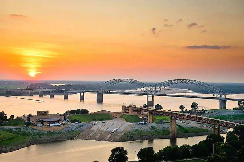 The Mississippi River flowing under a wide sky.
