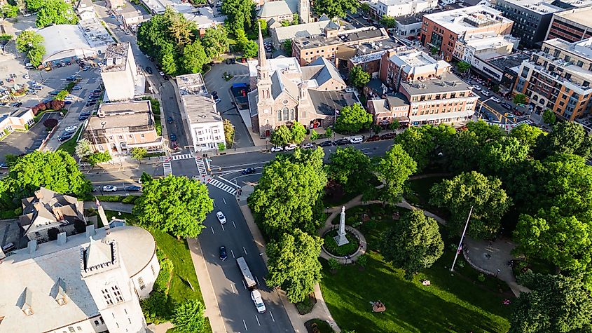 Aerial view of Morristown in New Jersey.