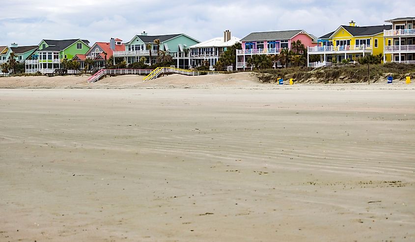 Colorful beach houses on the Isle of Palms, South Carolina.