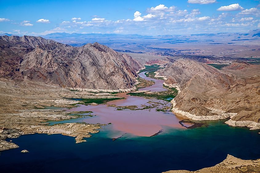 Aerial view of Lake Mead near Boulder City in Nevada.