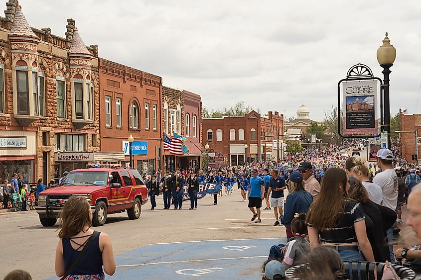 Celebration parade of 89-er Day in Guthrie, Oklahoma
