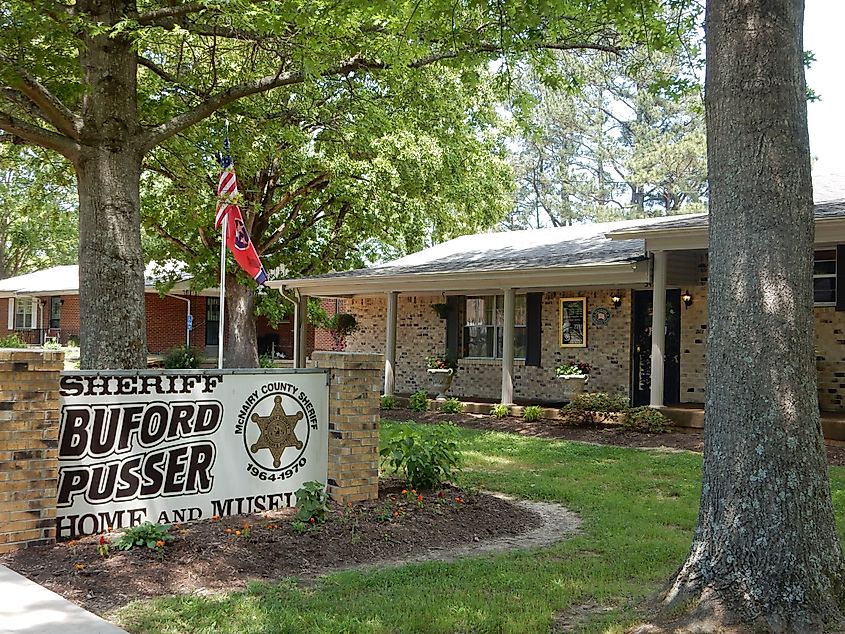 The home of Sheriff Buford Pusser, famous as the central figure in the "Walking Tall" films. Pusser's home is now a museum. Editorial credit: Larry Porges / Shutterstock.com