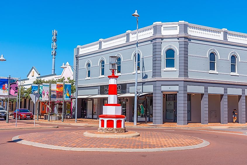 View of a street in the center of Geraldton, Australia.