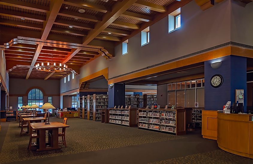 The interior of the Biloxi Public Library in Biloxi, Mississippi.