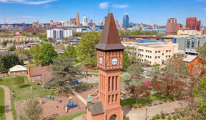 Goebel Park Clock Tower in Covington, Kentucky.