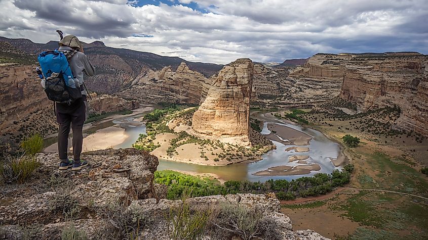 Steamboat Rock at Echo Park, located at the confluence of the Green and Yampa Rivers in Dinosaur National Monument, Colorado.