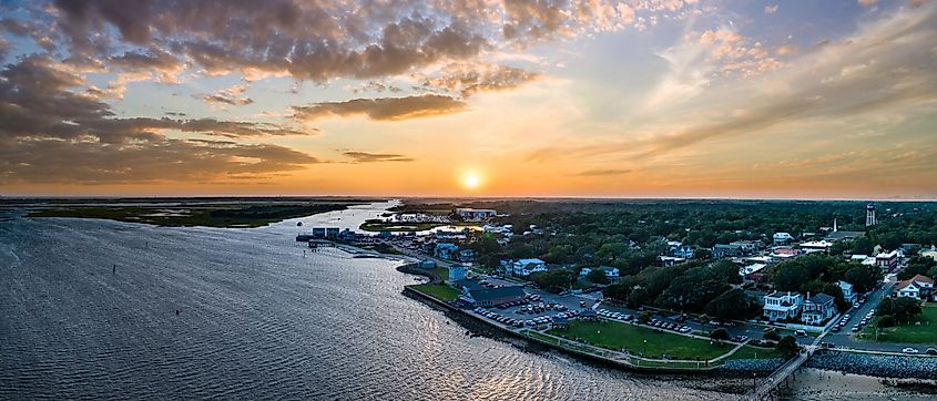 Sunset over Southport Beach, North Carolina